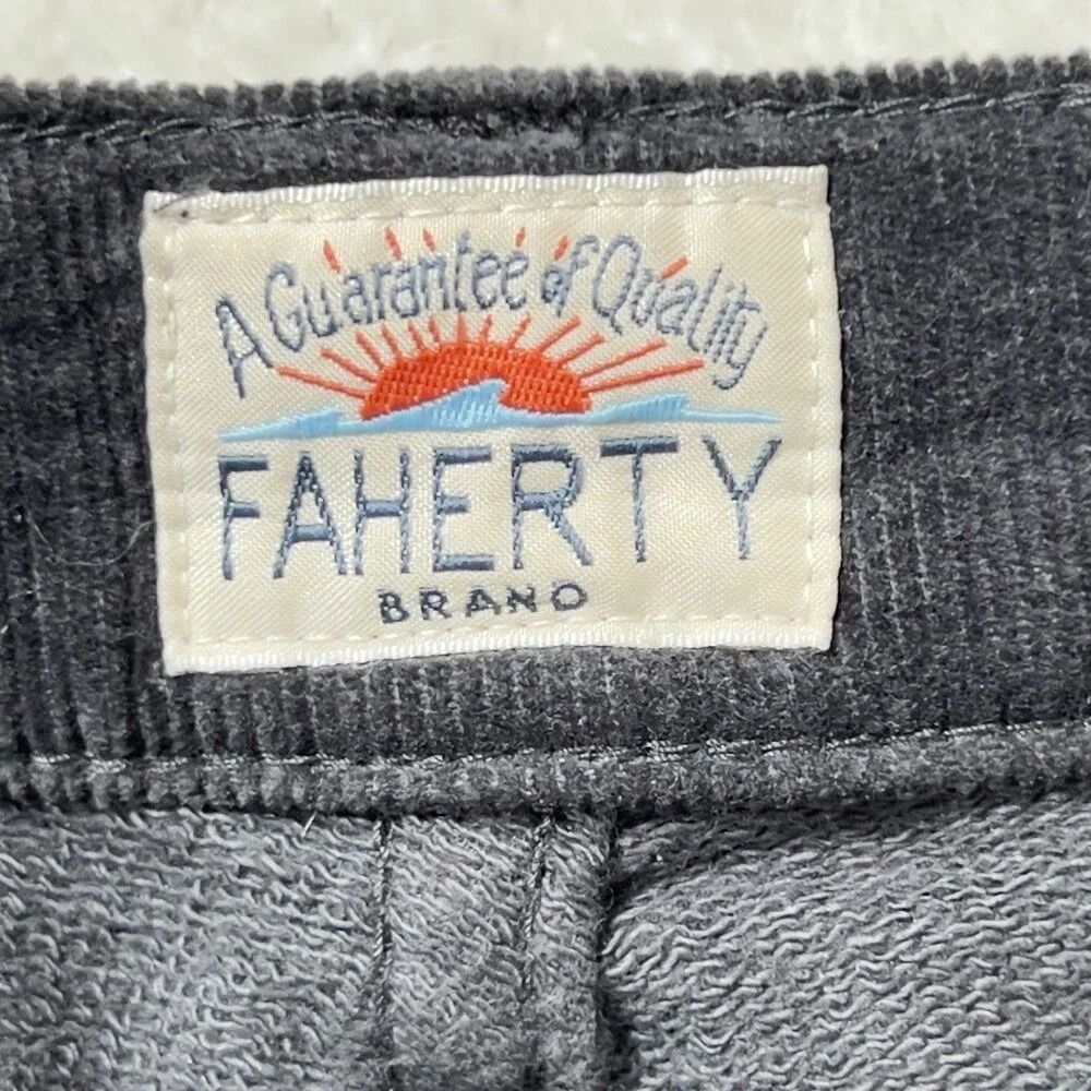 Faherty Stretch Terry Corduroy Pants Mens Sz 36x30(29) Gray 5 Pocket